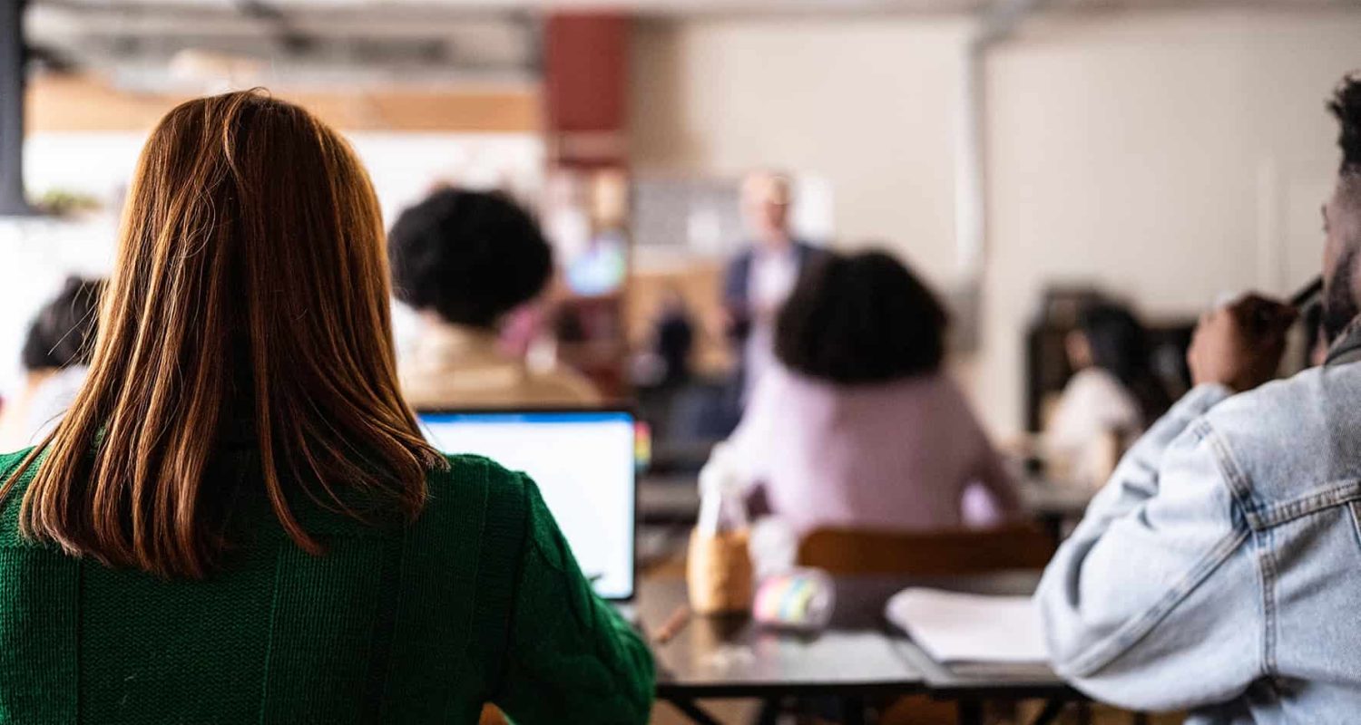 Young woman during class in the university