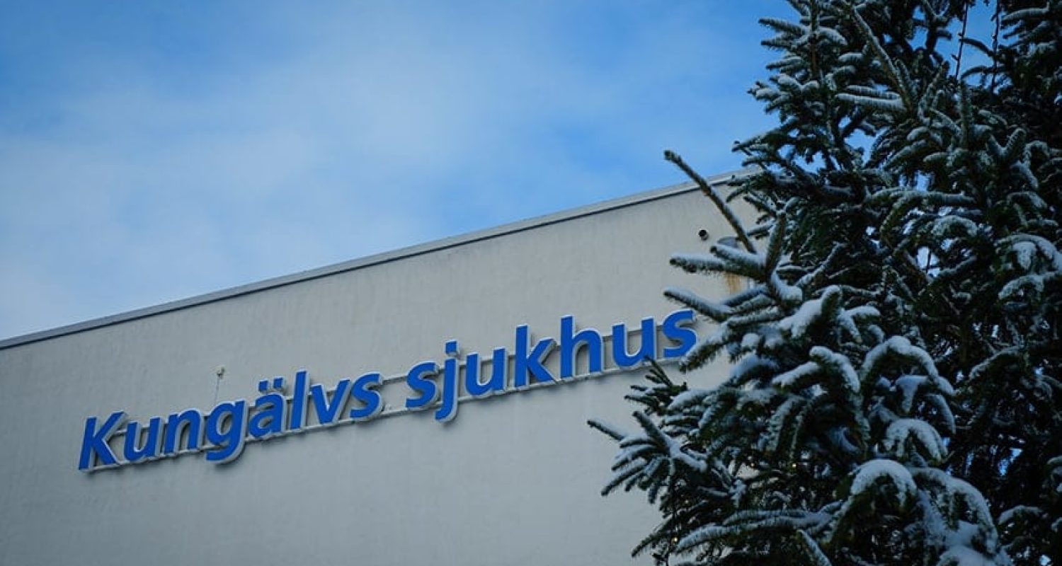 Snö över Sjukhusen i väster Kungälvs sjukhus