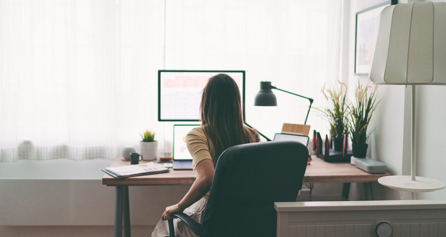 Businesswoman working at home
