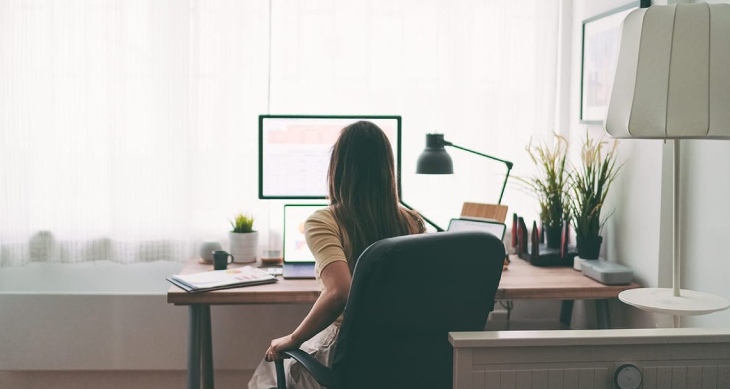 Businesswoman working at home